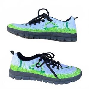 Unbranded Ladies Golf Printed Green Grass Lace Up Sneakers | Size 9